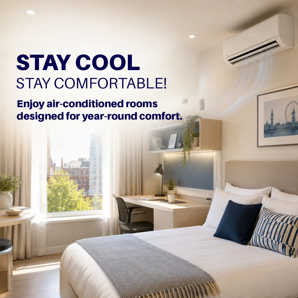 Stay cool, stay comfortable - enjoy air-conditioned rooms designed for year-round comfort